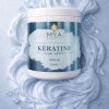 Texture crème bleu clair du masque capillaire BTX Kératine MYA COSMETIC