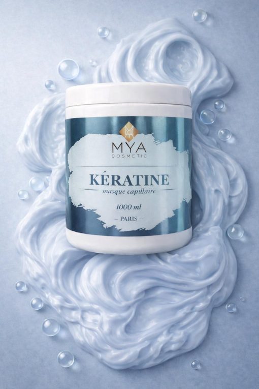 Texture crème bleu clair du masque capillaire BTX Kératine MYA COSMETIC