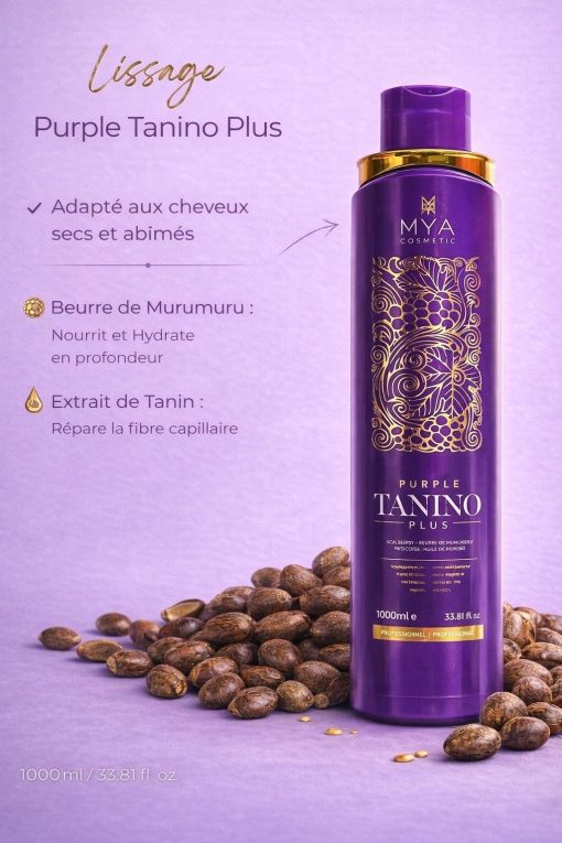 Purple Tanino Plus – Lissage au tanin 1000 ml MYA COSMETIC – flacon, seconde vue en mise en scène