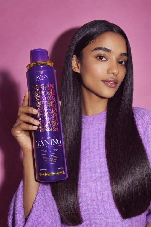 Purple Tanino Plus – Lissage au tanin 1000 ml MYA COSMETIC – flacon en mise en scène