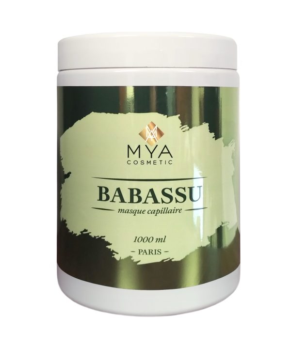 Masque BTX Babassu MYA COSMETIC, pot de 1000 ml à étiquette vert olive