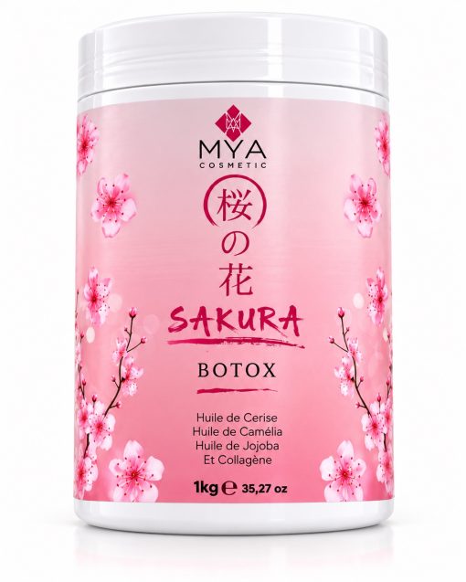 Pot de BTX japonais Sakura 1 kg MYA COSMETIC, soin lissant à l’huile de cerise et au collagène