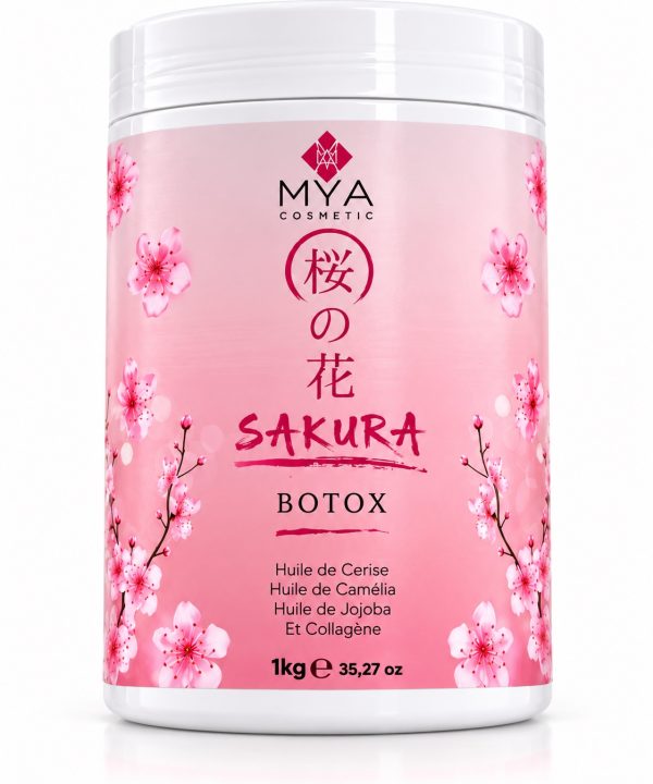 Pot de BTX japonais Sakura 1 kg MYA COSMETIC, soin lissant à l’huile de cerise et au collagène